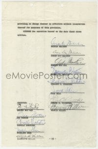 1h064 DORIS DAY/GORDON MACRAE/SHEILA MACRAE signed signed contract page 1950s plus TEN other people!
