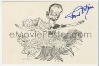 1h127 FRED ASTAIRE signed 4x6 promo card 1973 great dancing art drawn by David Levine!