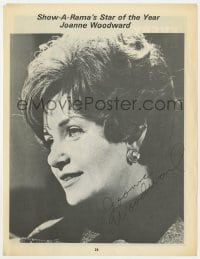 1h138 JOANNE WOODWARD signed 9x11 book page 1974 Show-A-Rama's Star of the Year!