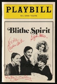 1h160 BLITHE SPIRIT signed playbill 1987 by Blythe Danner, Patricia Conolly AND Nicola Cavendish!