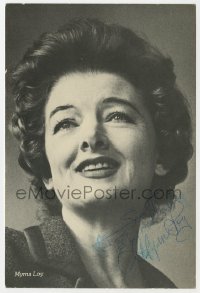 1h174 MYRNA LOY signed 4x6 postcard 1980 great head & shoulders portrait of the leading lady!