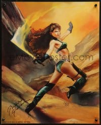 1h030 BRINKE STEVENS signed 16x20 special poster 1995 sexy fantasy art of her by Julie Bell!