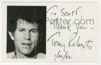 1h247 TONY ROBERTS signed 4x6 publicity photo 1982 head & shoulders portrait of the actor!
