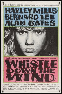 1h063 WHISTLE DOWN THE WIND signed 1sh 1962 by Hayley Mills, super close image of her!