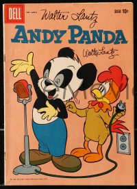 1h075 WALTER LANTZ signed comic book #45 1942 + 1959 Andy Panda #45, plus 8x10 at his drawing board!