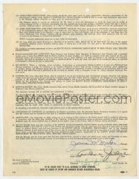 1h151 ARLINE JUDGE signed contract 1962 playing in Man in the Dog Suit stage show for $40 a week!