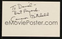 1h069 CAMERON MITCHELL signed 3x5 index card 1959 includes Leather Gloves local theater window card