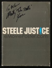 1h056 MARTIN KOVE signed presskit w/ 9 stills 1987 Steele Justice, he autographed the cover!