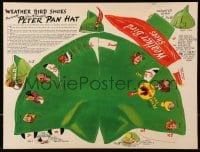 1j036 PETER PAN 14x18 cut-out hat 1953 Disney, Weather Bird Shoes, you can actually wear it!