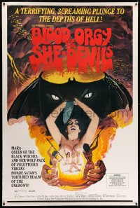 1k305 BLOOD ORGY OF THE SHE DEVILS 40x60 1972 Ted V. Mikels, a plunge into the depths of Hell!