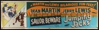 1k018 SAILOR BEWARE/JUMPING JACKS paper banner 1957 Dean Martin & Jerry Lewis double-feature, different!