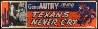 1k021 TEXANS NEVER CRY paper banner 1951 image of cowboy Gene Autry w/Champion the Wonder Horse!