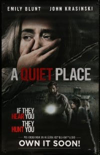 1k053 QUIET PLACE 2-sided 46x72 video poster 2018 creepy image of Emily Blunt with hand over mouth!