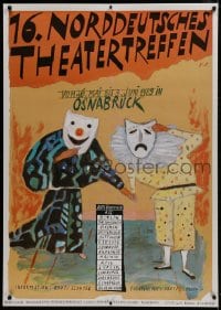 1k235 16 NORDDEUTSCHES THEATERTREFFEN 33x47 German stage poster 1989 actors with theater masks!