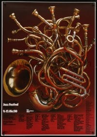 1k220 17. DEUTSCHES JAZZ FESTIVAL 33x47 German special poster 1980 Gunther Kieser wild horn design