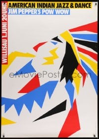 1k177 AMERICAN INDIAN JAZZ & DANCE 36x51 Swiss special poster 1985 Nikolaus Troxler Native American