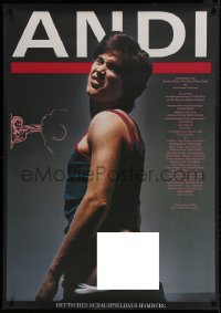 1k237 ANDI 33x47 German stage poster 1987 completely outrageous image of guy showing his hiney!