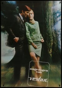 1k117 ANGEZOGEN VON VESTAN 36x51 Swiss advertising poster 1960s couple next to tree by Greminger!