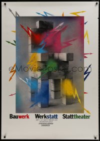 1k240 BAUWERK WERKSTATT STATTTHEATER 33x47 German stage poster 1986 Matthies block & arrows art!