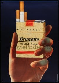 1k124 BRUNETTE 36x51 Swiss advertising poster 1959 great image of hand holding cigarette pack!