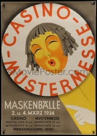 1k181 CASINO MUSTERMESSE 36x51 Swiss special poster 1936 art of a woman by Beni Hunziker!