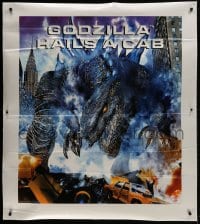 1k037 GODZILLA 39x44 static cling poster 1998 Broderick, American re-make, he's 'hailing a cab'!