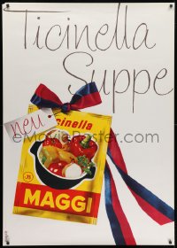 1k034 MAGGI 36x50 Swiss advertising poster 1960 Looser art of the seasoning with ribbon attached!