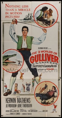 1m151 3 WORLDS OF GULLIVER 3sh 1960 Ray Harryhausen fantasy classic, art of giant Kerwin Mathews!