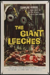1m095 GIANT LEECHES linen 1sh 1959 rising from the depths of Hell to kill and conquer, great art!