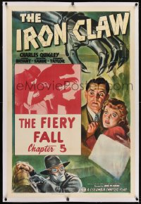 1m108 IRON CLAW linen chapter 5 1sh 1941 art of metal hand & top stars + masked villain in inset!