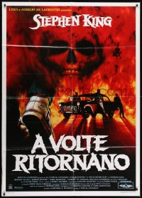 1m206 SOMETIMES THEY COME BACK Italian 1p 1991 Stephen King, cool art with flaming skull!