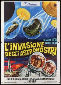 1m182 INVASION OF ASTRO-MONSTER Italian 2p 1970 great different art of monsters & spaceships!