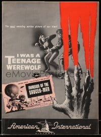 1m243 I WAS A TEENAGE WEREWOLF/INVASION OF THE SAUCER-MEN pressbook 1957 two top thriller-chillers!