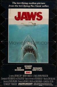 1m003 JAWS die-cut standee 1975 Steven Spielberg classic, art of shark attacking girl, ultra rare!