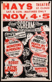 1m221 GIANT SCREAM SHOW Spook Show WC 1967 five all new units of blood-curdling thrills, cool art!
