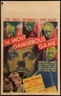 1m232 MOST DANGEROUS GAME WC 1932 Pichel & Schoedsack, Joel McCrea, Fay Wray, Banks, ultra rare!