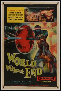 1m135 WORLD WITHOUT END linen 1sh 1956 CinemaScope's first sci-fi thriller, incredible Brown art!