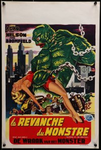 1p190 REVENGE OF THE CREATURE Belgian 1955 great different art of monster holding sexy girl!