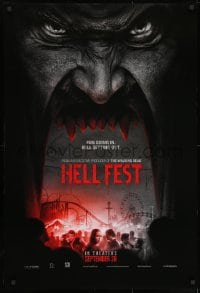 1p128 HELL FEST teaser DS 1sh 2018 very creepy carnival image, fun going in, hell getting out!