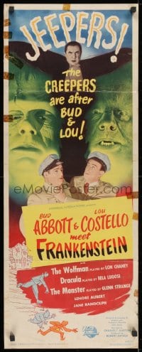 1p083 ABBOTT & COSTELLO MEET FRANKENSTEIN insert 1948 plus Wolfman & Dracula are after Bud & Lou!