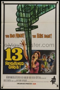 1r387 13 FRIGHTENED GIRLS 1sh 1963 William Castle, great screaming women artwork!