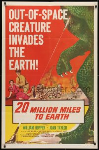 1r388 20 MILLION MILES TO EARTH style A 1sh 1957 out-of-space creature invades the Earth, cool art!