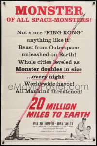 1r389 20 MILLION MILES TO EARTH style B 1sh 1957 monster of all space-monsters, not since King Kong!