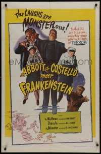 1r392 ABBOTT & COSTELLO MEET FRANKENSTEIN 1sh R1956 plus the Wolfman & Dracula are after Bud & Lou!