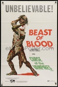 1r405 BEAST OF BLOOD/CURSE OF THE VAMPIRES 1sh 1971 Copeland art of zombie holding its severed head