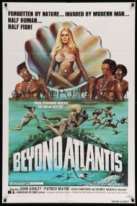 1r407 BEYOND ATLANTIS 1sh 1973 great art of super sexy girl in clam with fish-eyed natives!