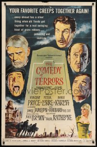 1r428 COMEDY OF TERRORS 1sh 1964 Boris Karloff, Peter Lorre, Vincent Price, Joe E. Brown, Tourneur!
