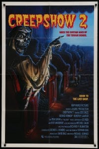 1r434 CREEPSHOW 2 1sh 1987 Tom Savini, great Winters artwork of skeleton Creep in theater!