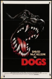 1r441 DOGS 1sh 1976 wild artwork of killer Doberman Pinscher dog barking and showing its teeth!