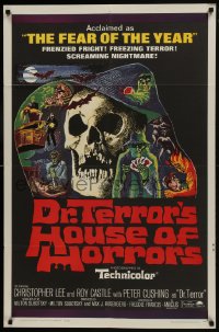 1r447 DR. TERROR'S HOUSE OF HORRORS 1sh 1965 Christopher Lee, cool horror montage art!